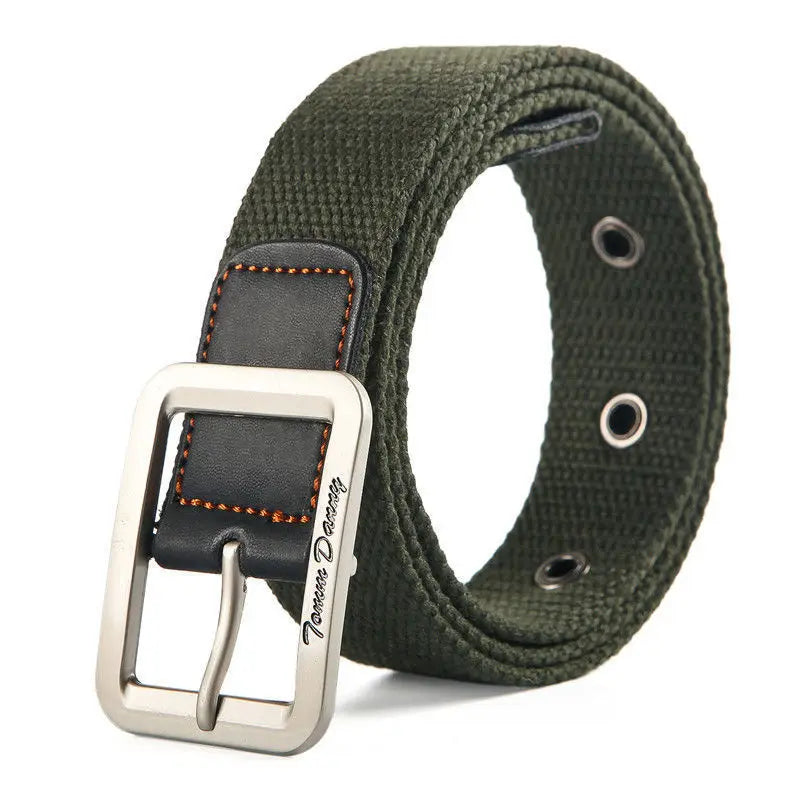 Men's Canvas Pin Buckle Closure Mixed Colors Pattern Belts