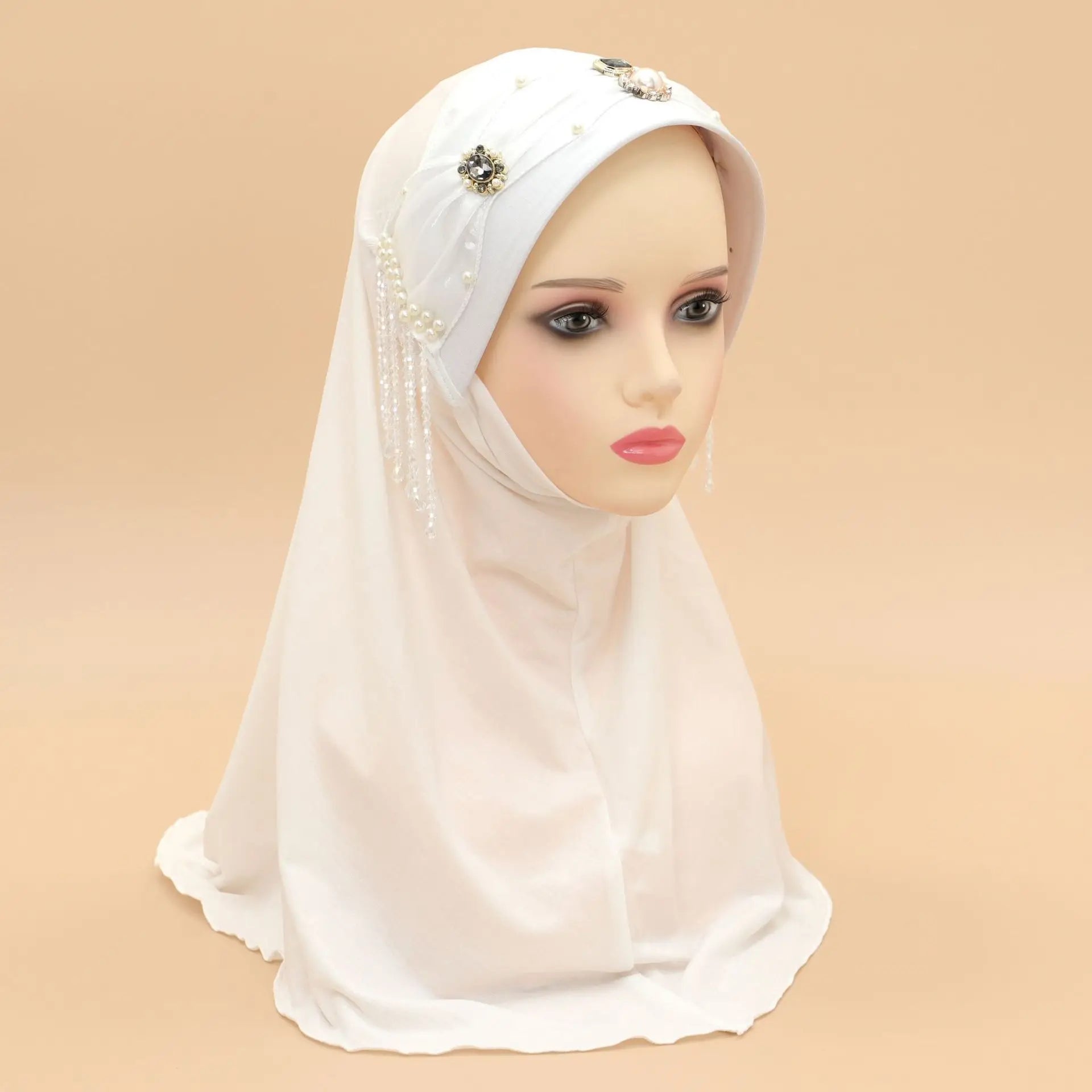 Women's Arabian Polyester Headwear Pearl Pattern Casual Hijabs