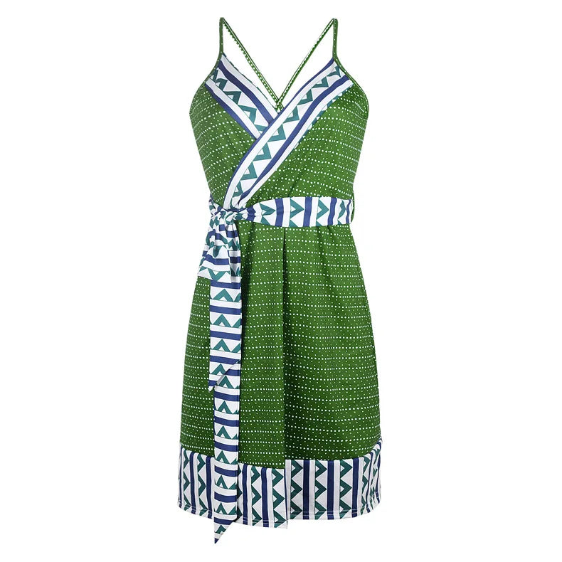 Women's Cotton V-Neck Sleeveless Printed Pattern Maternity Dress