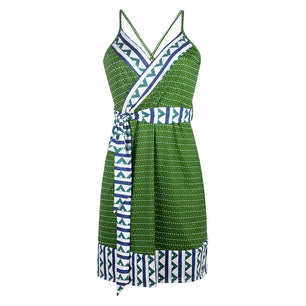 Women's Cotton V-Neck Sleeveless Printed Pattern Maternity Dress