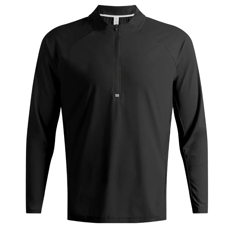 Men's Microfiber Long Sleeves Breathable Gym Solid Pattern Shirt