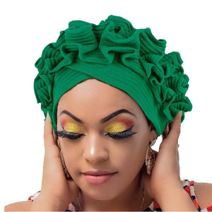 Women's Arabian Polyester Head Wrap Ruffle Pattern Elegant Hijabs