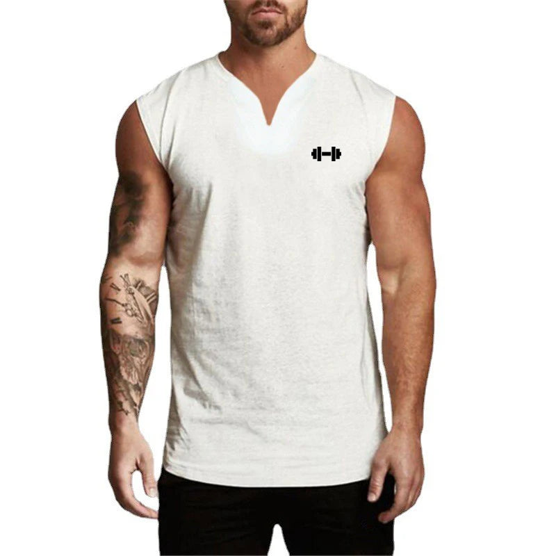 Men's Cotton Sleeveless Pullover Closure Sportswear T-Shirt