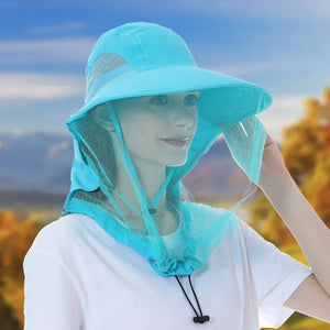 Women's Polyester Adjustable Strap Solid Pattern Insect Proof Hat