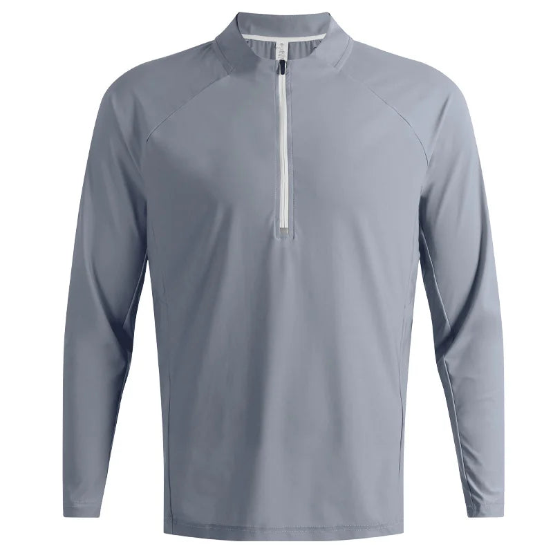 Men's Microfiber Long Sleeves Breathable Gym Solid Pattern Shirt