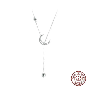 Women's 100% 925 Sterling Silver Zircon Link Chain Trendy Necklace