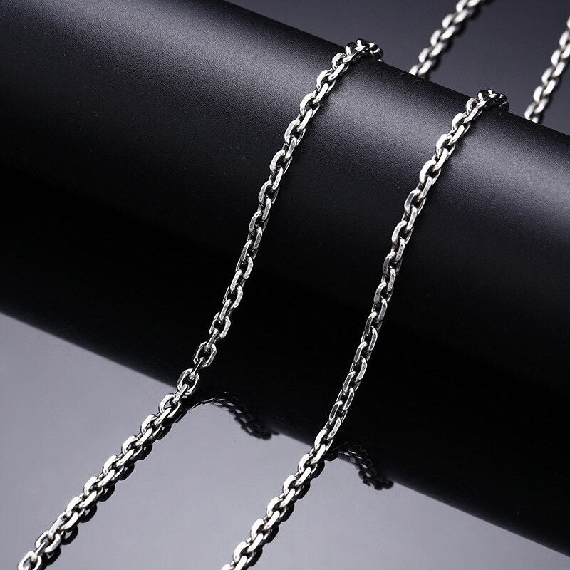 Men's 100% 925 Sterling Silver Link Chain Cross Pattern Necklace