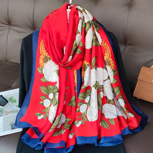 Women's Silk Neck Wrap Floral Pattern Trendy Beach Scarves