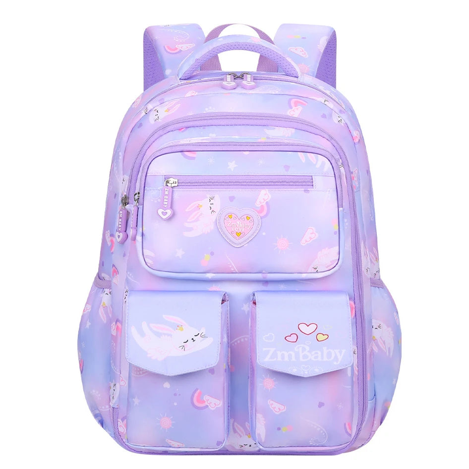 Kid's Nylon Printed Zipper Closure Waterproof School Backpack