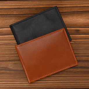 Men's Genuine Leather Solid Pattern Card Holder Trendy Wallets