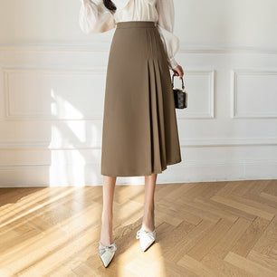 Women's Polyester High Waist Casual Wear Solid Pattern Skirt