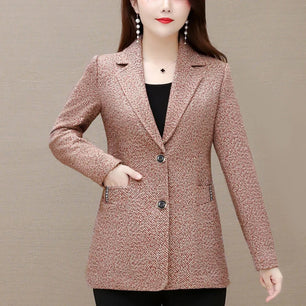 Women's Polyester Notched Collar Long Sleeve Single Button Blazer