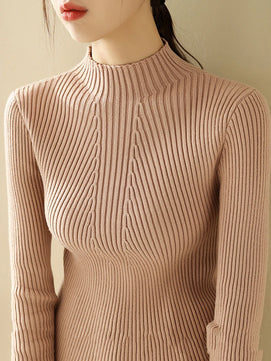 Women's Polyester Turtleneck Full Sleeves Knitted Pattern Sweater