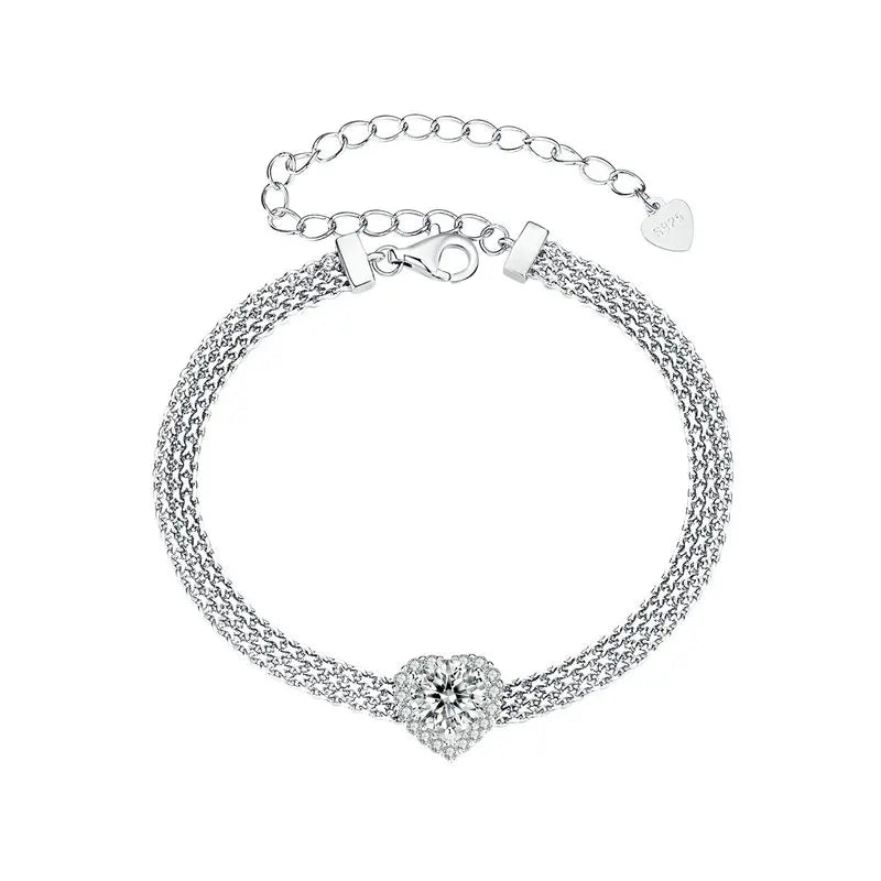 Women's 100% 925 Sterling Silver Moissanite Geometric Bracelet