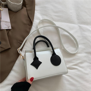 Women's PU Leather Cover Closure Patchwork Pattern Shoulder Bag