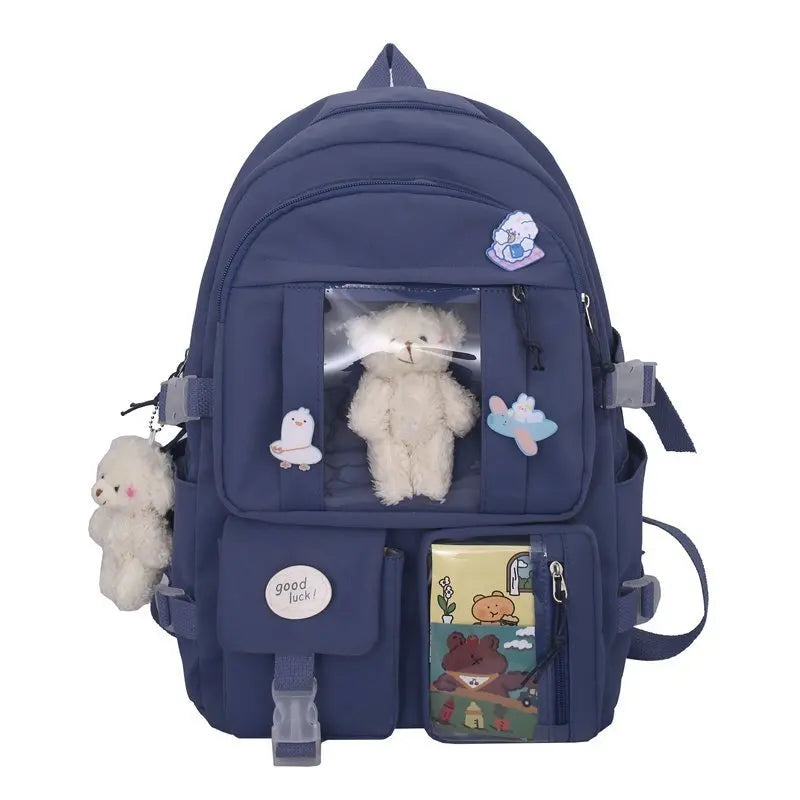 Kid's Nylon Zipper Closure Large Capacity Trendy School Backpack