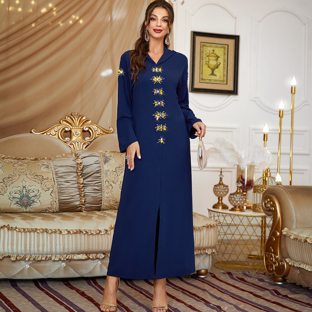 Women's Arabian Polyester Full Sleeve Beaded Casual Wear Dress