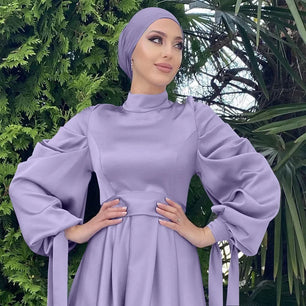 Women's Arabian Polyester Full Sleeve Solid Pattern Party Dress