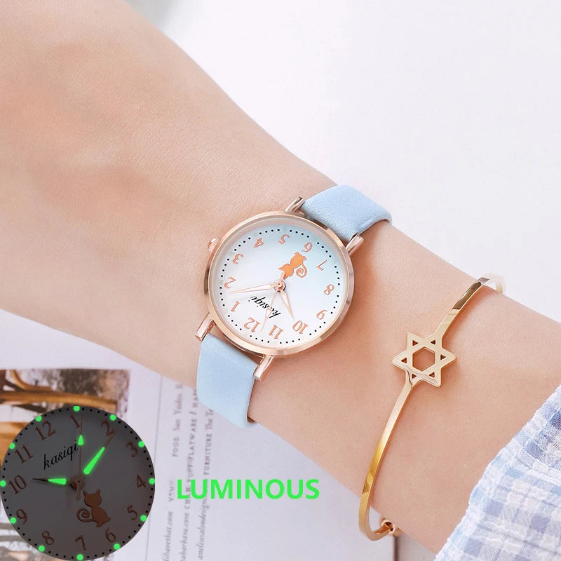 Kid's Alloy Case Buckle Clasp Round Shaped Luminous Quartz Watch