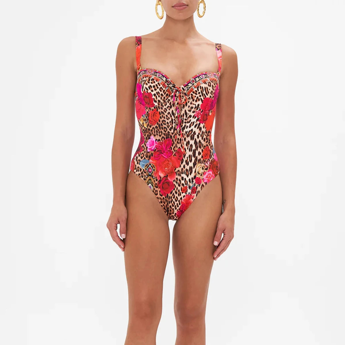 Women's Polyester Quick-Dry Leopard Pattern One-Piece Swimsuit