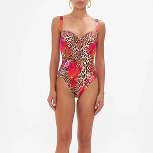 Women's Polyester Quick-Dry Leopard Pattern One-Piece Swimsuit