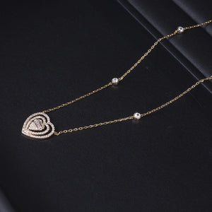 Women's Copper Cubic Zirconia Heart Shaped Trendy Necklace