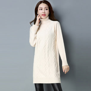 Women's Acrylic Turtleneck Full Sleeves Pullover Knitwear Sweater