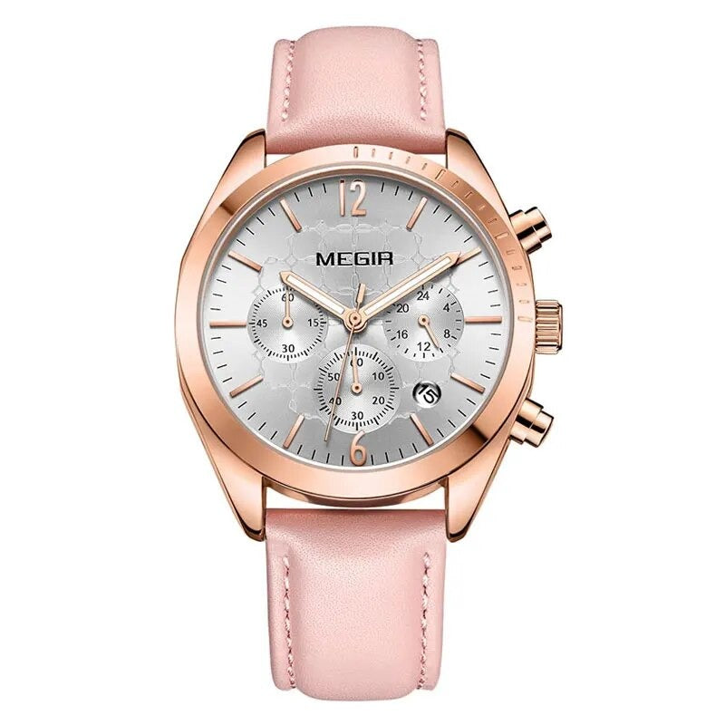 Women's Alloy Case Buckle Clasp Round Shaped Waterproof Watch