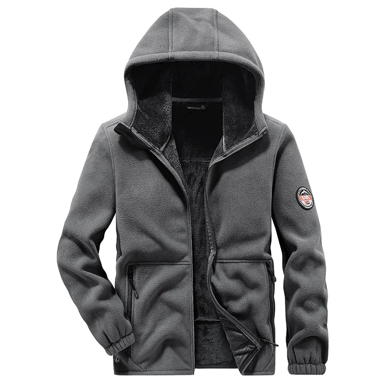 Men's Polyester Long Sleeve Solid Pattern Windproof Hooded Jacket