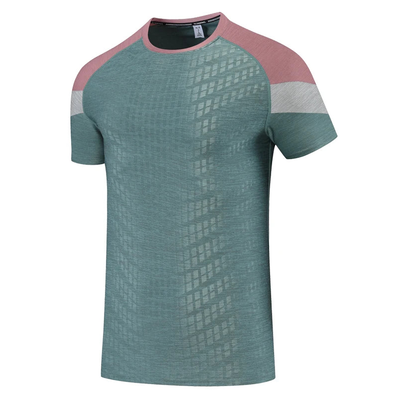 Men's Nylon O-Neck Short Sleeves Printed Pattern Sport T-Shirt