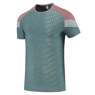 Men's Nylon O-Neck Short Sleeves Printed Pattern Sport T-Shirt