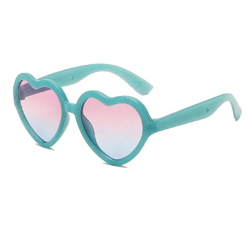 Kid's Resin Frame Acrylic Lens Heart UV400 Protection Sunglasses