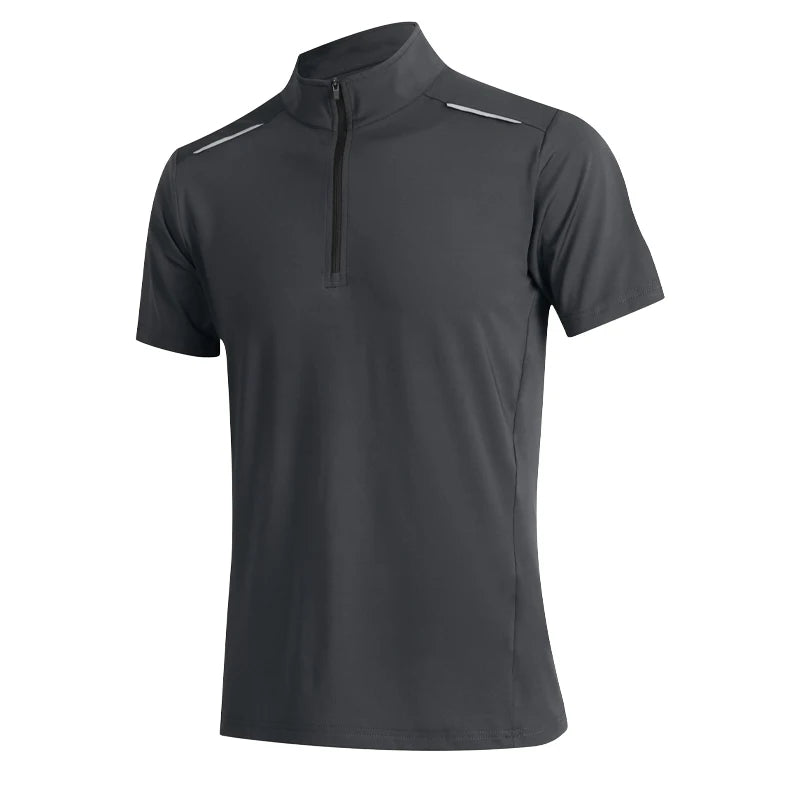 Men's Nylon Short Sleeve Pullover Closure Sportswear T-Shirt