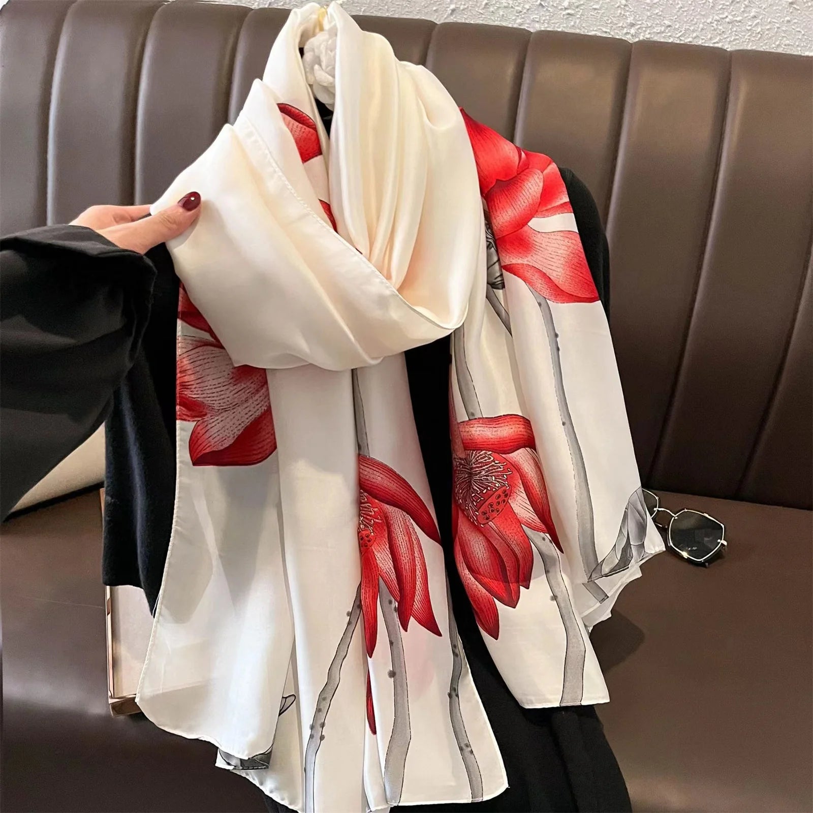 Women's Silk Neck Wrap Printed Pattern Trendy Beach Scarves