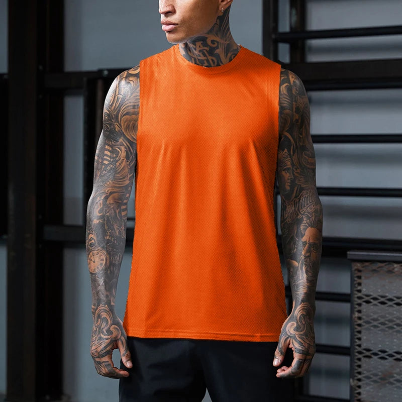 Men's Spandex Sleeveless Pullover Closure Sportswear T-Shirt