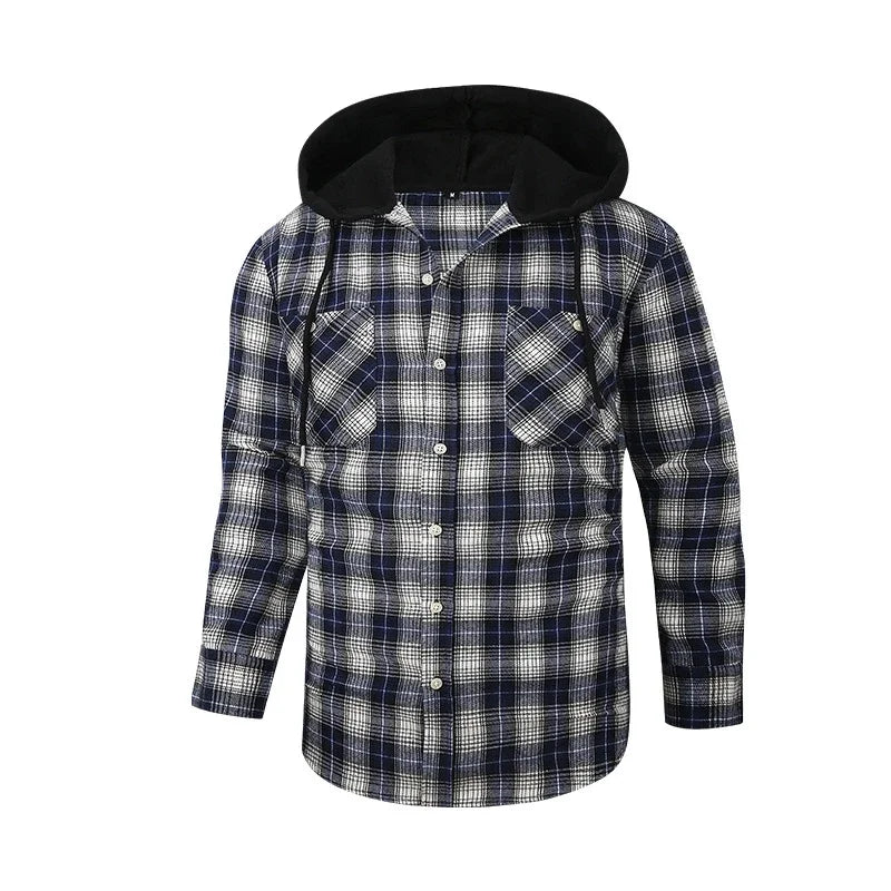 Men's Cotton Full Sleeves Single Breasted Closure Hooded Jacket