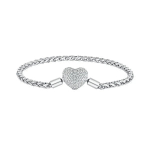 Women's 100% 925 Sterling Silver Zircon Heart Shaped Bracelet