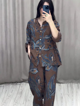 Women's Arabian Polyester Full Sleeves Printed Pattern Dress