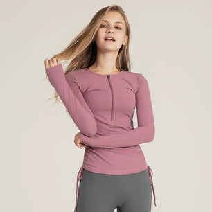 Women's O-Neck Spandex Long Sleeves Yoga Fitness Sport Tops