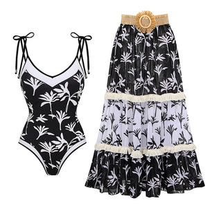 Women's Polyester Sweetheart-Neck Mid Waist Printed Bikini Set