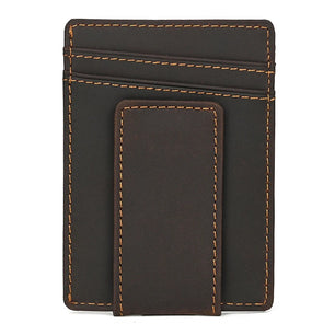 Men's Genuine Leather Solid Pattern Card Holder Trendy Wallets