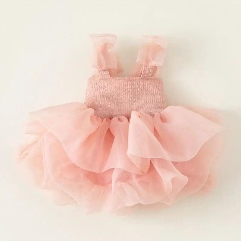 Kid's Girl Polyester Sleeveless Pleated Pattern Princess Dress