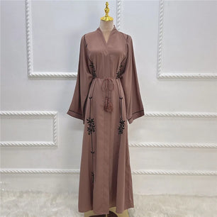 Women's Arabian Polyester Full Sleeve Embroidery Casual Abaya