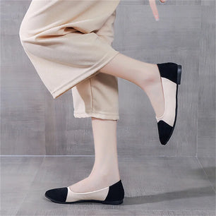 Women's Microfiber Peep Toe Slip-On Closure Flat Casual Shoes