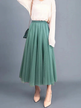 Women's Polyester Solid Pattern Quick-Dry Casual Wear Maxi Skirts