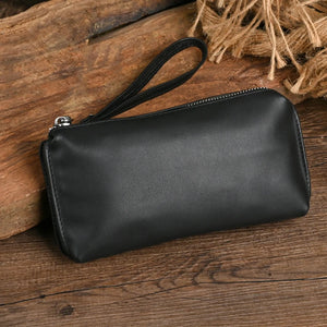 Men's Genuine Leather Card Holder Solid Pattern Trendy Wallets