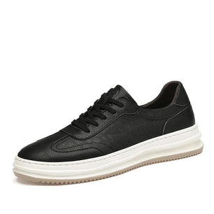 Men's Genuine Leather Round Toe Lace-Up Casual Wear Sneakers