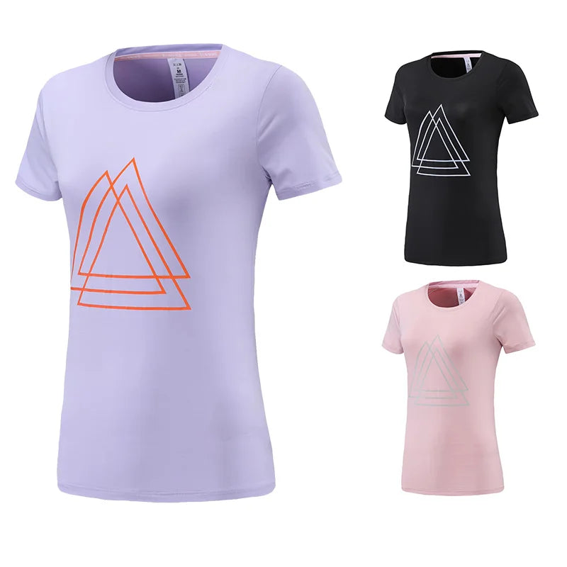 Women's O-Neck Nylon Short Sleeves Yoga Fitness Sport Tops