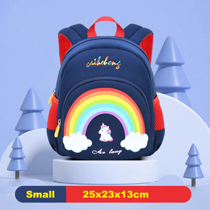 Kid's Nylon Zipper Closure Rainbow Pattern Mini School Backpack