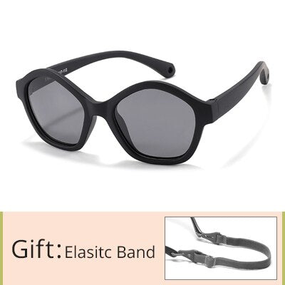 Kid's Acetate Frame Round Shape Polarized Flexible Sunglasses